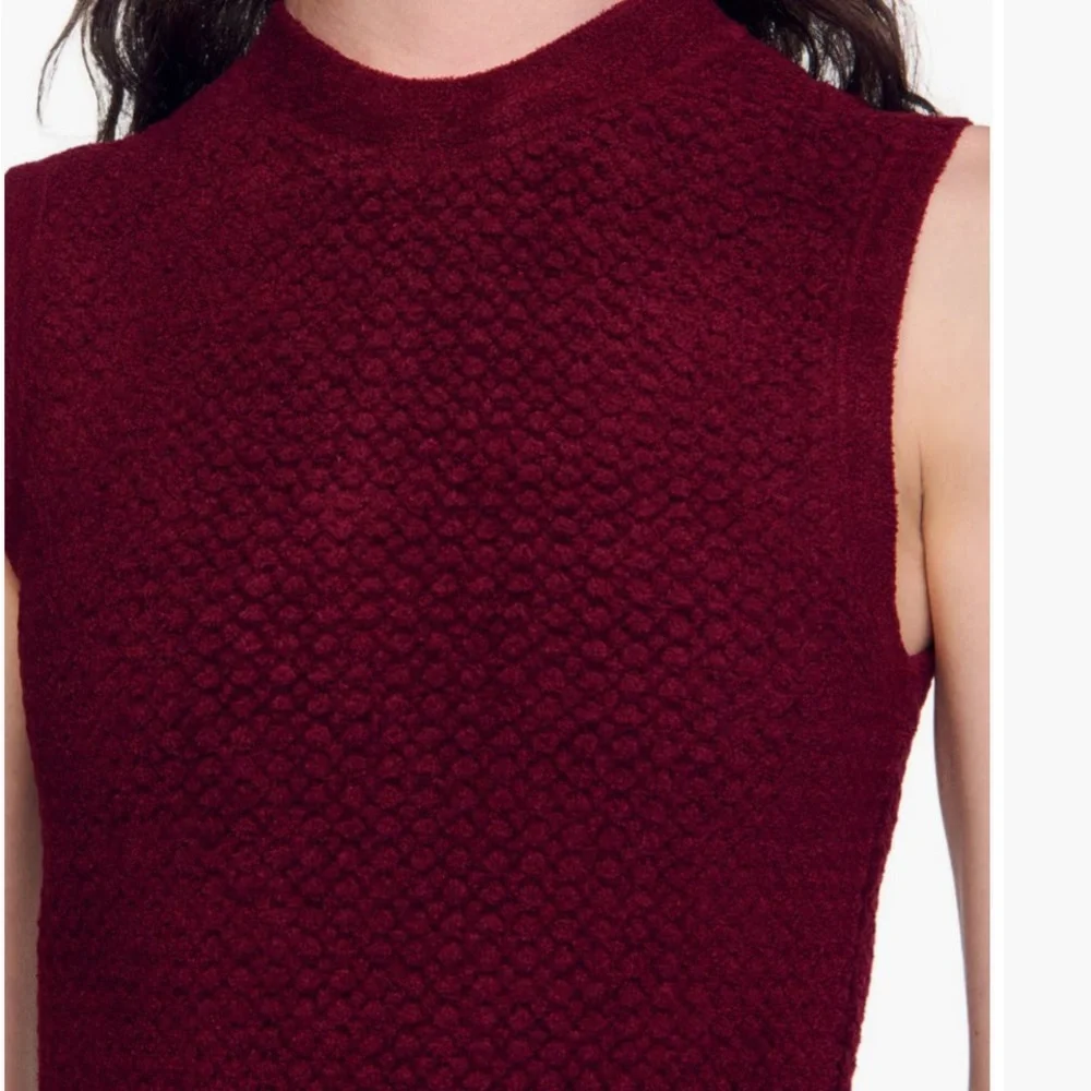 Sandro Burgundy Knit Fringe Midi Dress - Picture 3 of 7